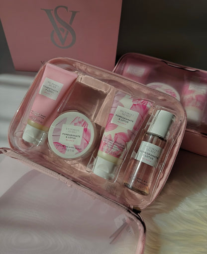 Set de 4 produits Pomegranate & Lotus avec trousse de Victoria's Secret🎁