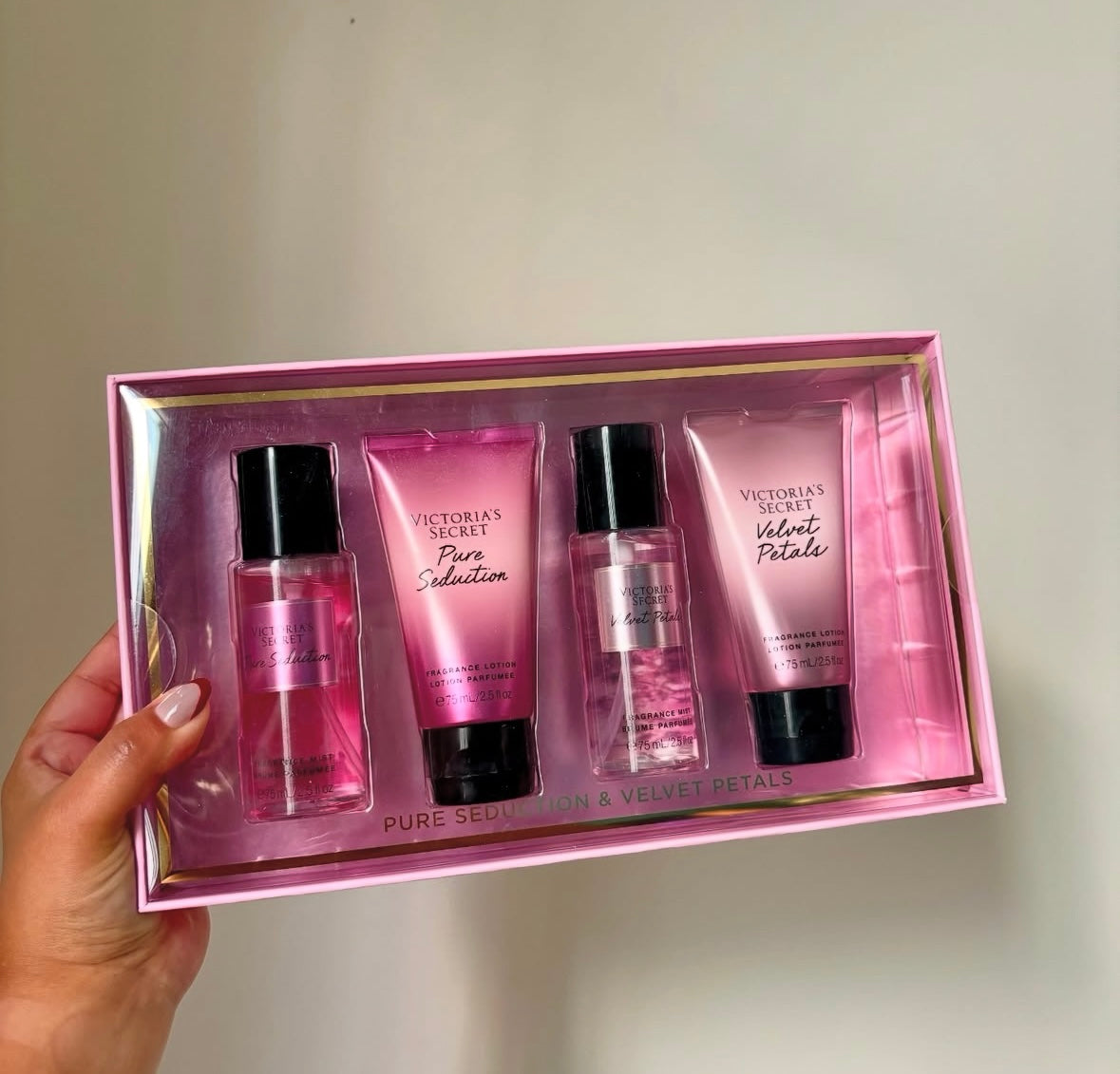 Coffret Pure Seduction et Velvet Petals (4x75ml) de Victoria's Secret🎁🪄