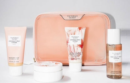 Set de 4 produits Coconut Milk & Rose avec trousse de Victoria's Secret🎁
